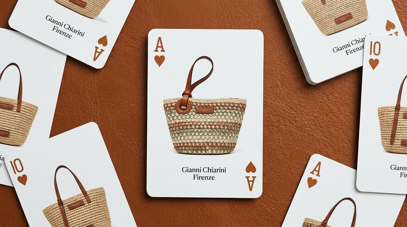 Gianni Chiarini ace card on leather among other cards